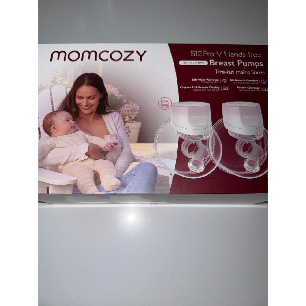 Momcozy S12 Pro-V Hands-Free Double Breast Pumps Wearable Pink White New